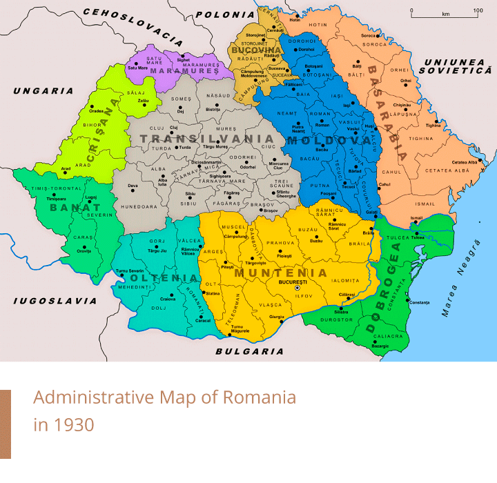 Administrative Map of Romania in 1930